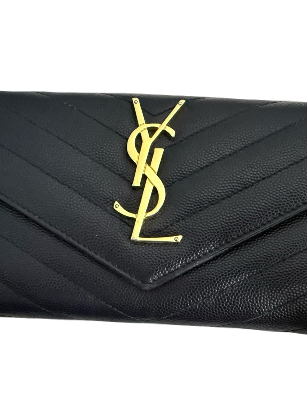 Saint Laurent Black Quilted Leather Wallet with Gold YSL Emblem - Picture 2 of 11